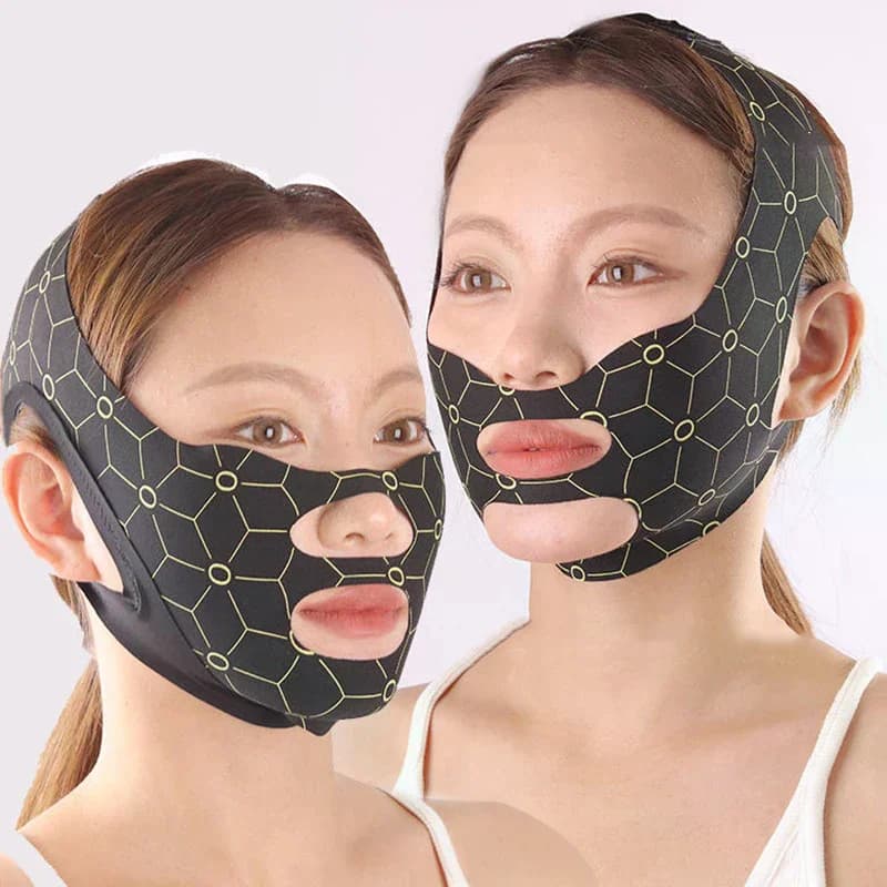 Maschera elastica a forma di V Cintura a doppia pressione Maschera per scolpire il viso Riduttore a doppio mento Fasciatura dimagrante per il viso Jawline Dispositivi per il lifting del viso
