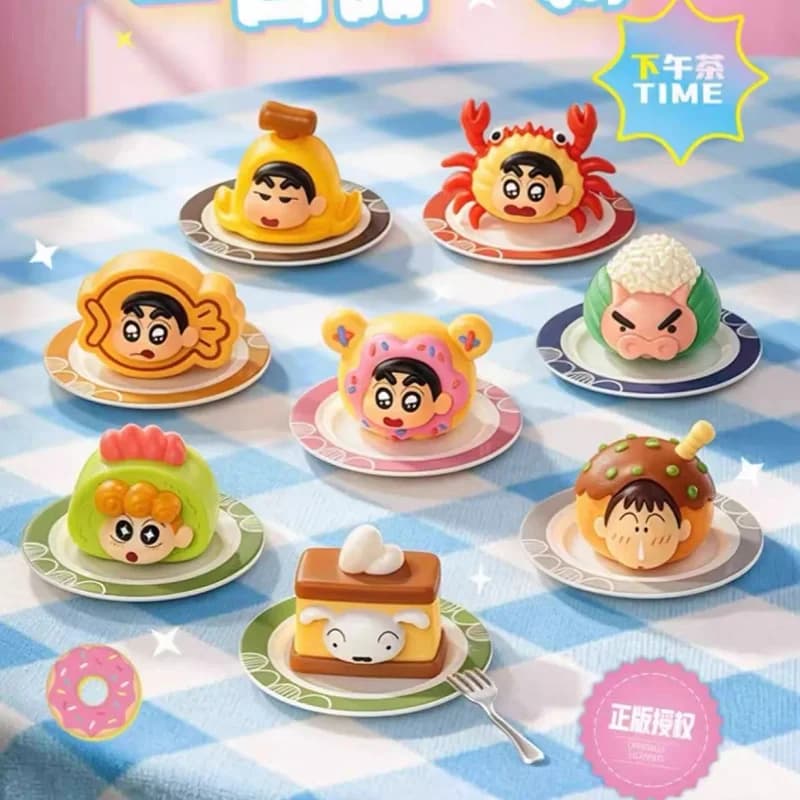 New Crayon Shinchan Afternoon Tea Series Mini Blind Box Desk Decoration Items Trendy Collectible Figurines Surprise Gift