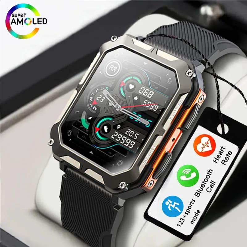 GEJIAN Smart Watch da esterno IP68 Chiamata Bluetooth Frequenza cardiaca Monitoraggio della pressione sanguigna Monitoraggio del movimento GPS Traiettoria Smartwatch