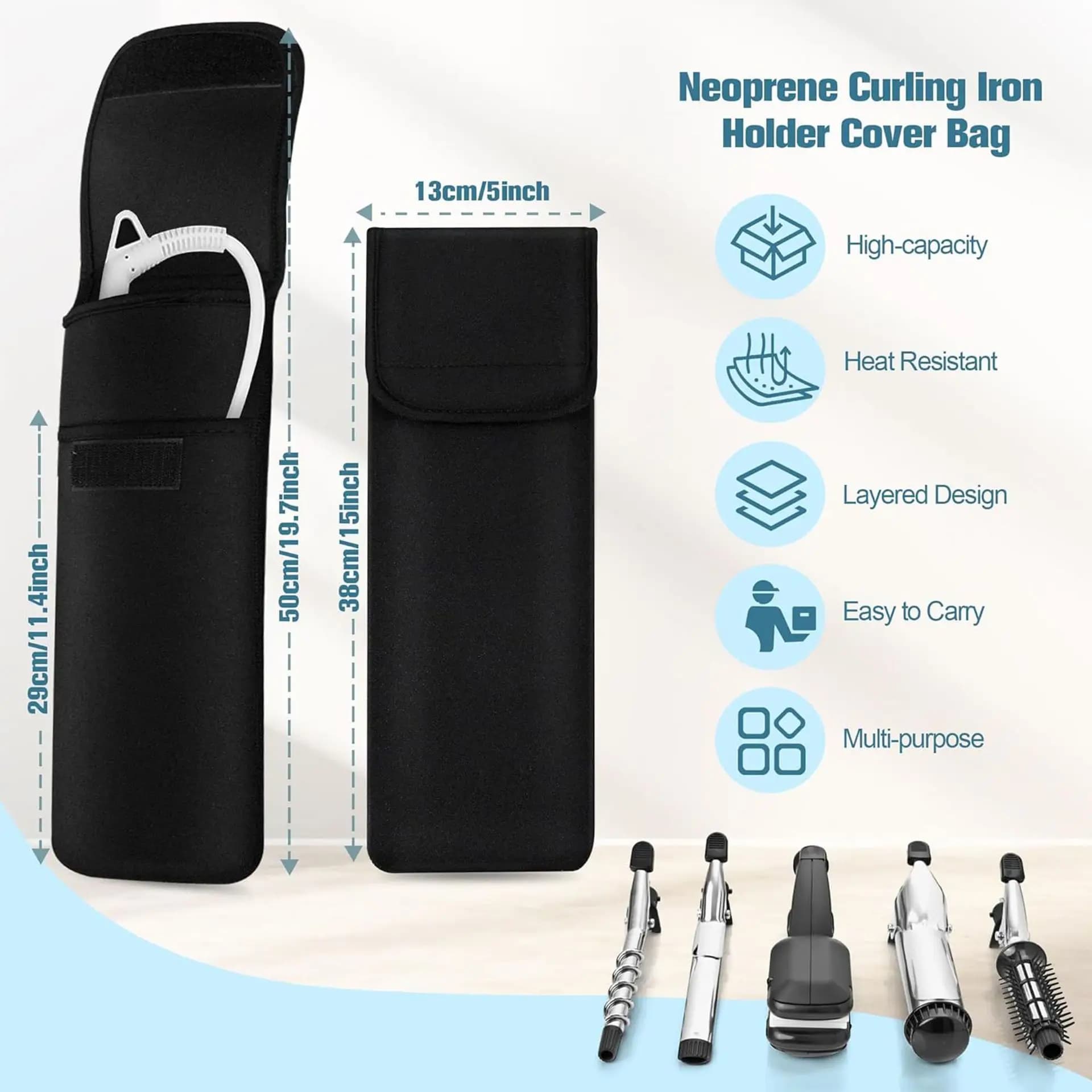 Portable travel bag to straighten hair purse for iron curler heat-resistant case mat folding protective case tool for hair Styling