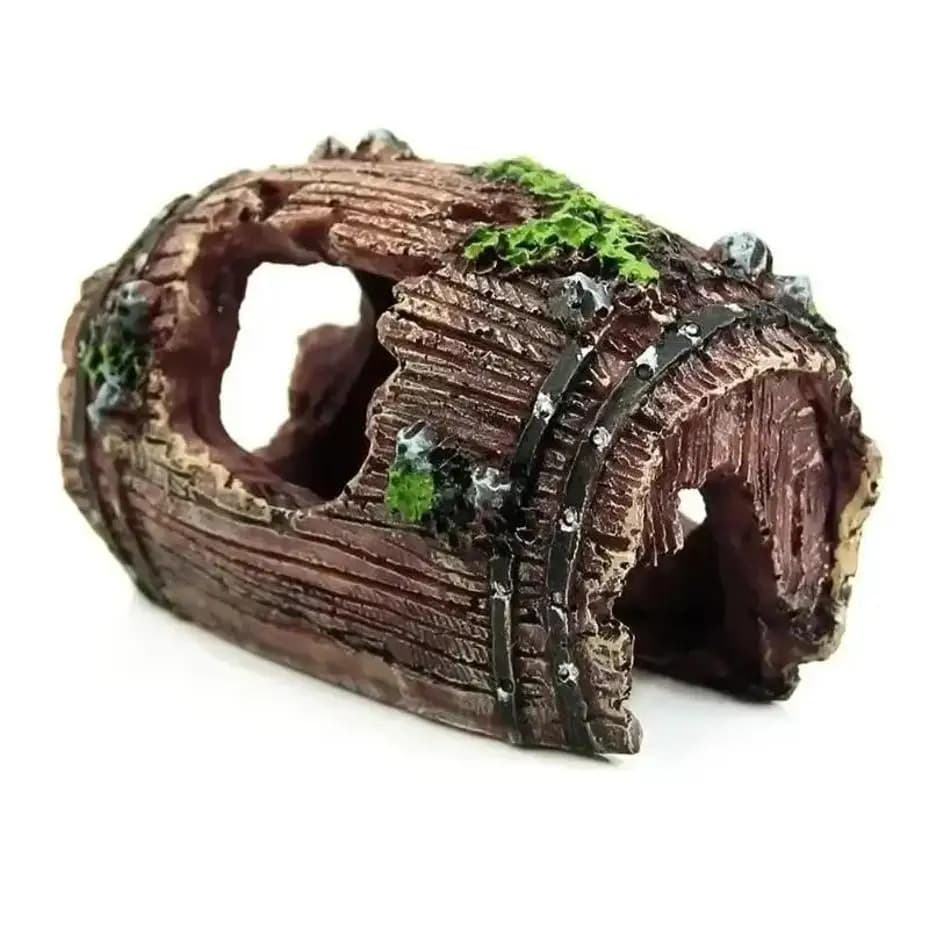 1 Pcs Aquarium Fish Tank Barrel Resin Broken Old Bucket With Moss Decoration Ornament Cave Landscaping Fish Tank Accessories