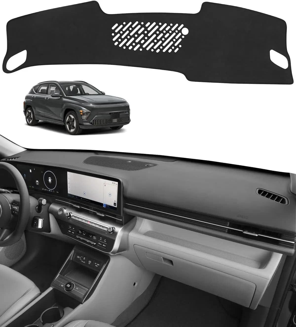 Dashboard for Hyundai Kona 2024 2025 2026, Car Accessories, Black Flannel Dashboard, UV Protection for Dashboard