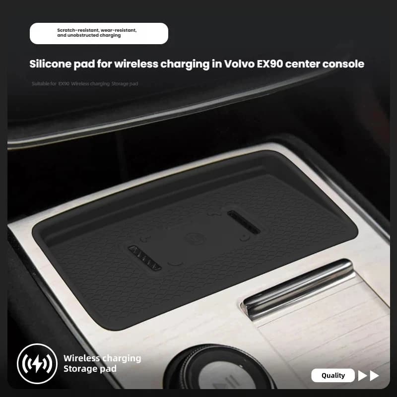 For 2025 Volvo EX90 Wireless Charging Silicone Mat Car Interior Car Anti-slip and Dustproof Mat Car Charging Mat