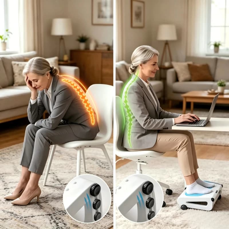 Poggiapiedi Ergonomico Bianco a Triangolo Regolabile Antiscivolo Sotto Scrivania Supporto per Piedi Casa Ufficio Regalo di Natale