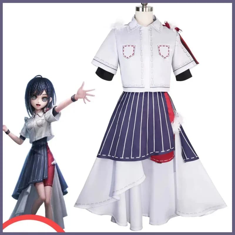 Anime Game Identity V Qi Shiyi Antiquario Costume Cosplay Camicia Cappotto Gonna a righe Parrucca Donna Sexy Halloween Abiti natalizi; 3'v