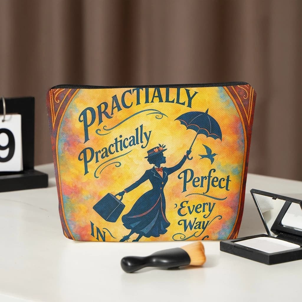 1 borsa per cosmetici e portafoglio a tema Mary Poppins - Astuccio con cerniera adatto per donne e multiuso per la cura della pelle