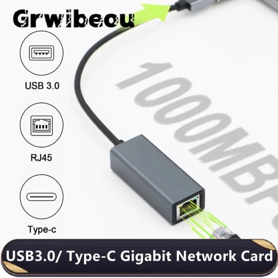 Adattatore Ethernet USB 3.0/Tipo C Scheda di rete da 1000 Mbps Tipo C a RJ45 Adattatore Gigabit Ethernet cablato da USB 3.0 a RJ45 Hub scheda Lan
