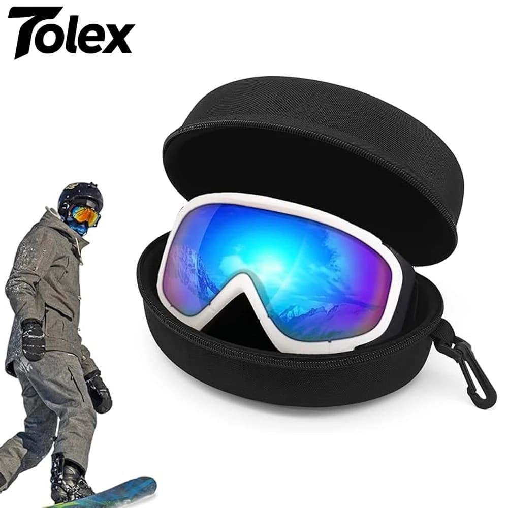 Tolex Scatola portaoggetti per occhiali da sci e snowboard Custodia rigida in EVA protettiva portatile Custodia da trasporto Accessori da sci antiurto resistenti all'acqua