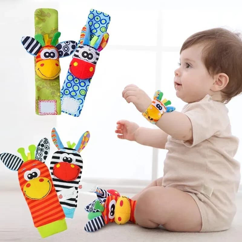 0-12 mesi Sonagli per bambini Giocattoli Calzini per animali Cinturino da polso + Sonaglio Calzini per piedi per bambini Bug Cinturino da polso Calzini per bambini Ciuccio Giocattoli