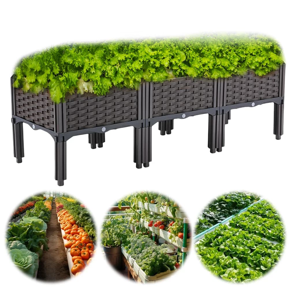 Large Planter in Plastic with Legs, Container Raised for Garden, Raised Vase for Vegetable Growing, Fruit, Flowers and Grass
