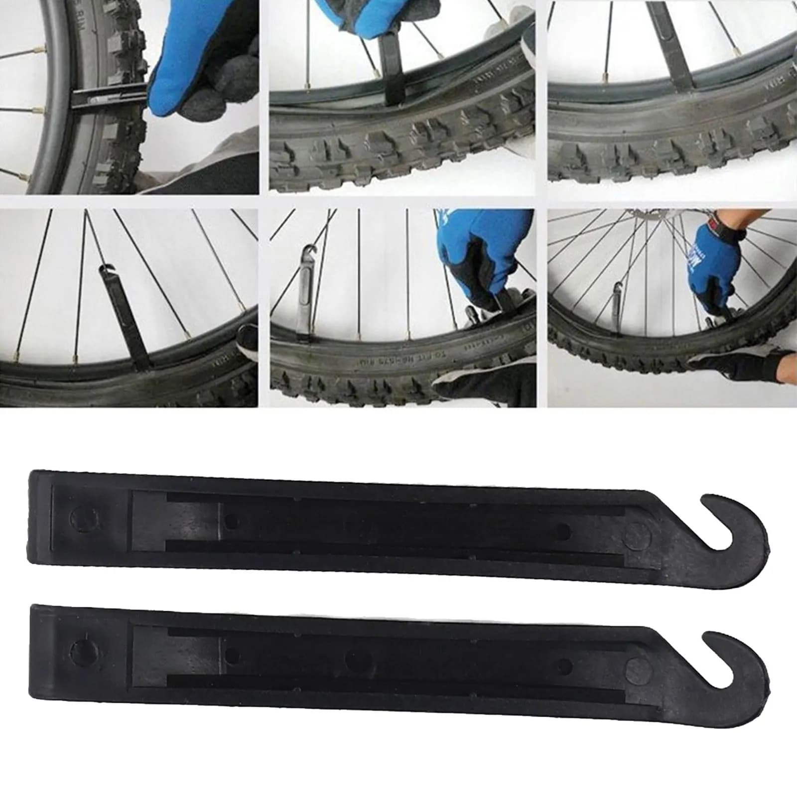 Set di strumenti per leve di rimozione Strumento per cambio pneumatici per ruote nuovamente nero Confezione da 2 leve in plastica di nylon nero per biciclette