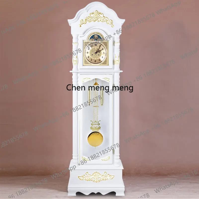 Orologio a pendolo meccanico in stile europeo, orologio da tavolo verticale in legno massello cinese, orologio classico da terra per l'atmosfera del soggiorno