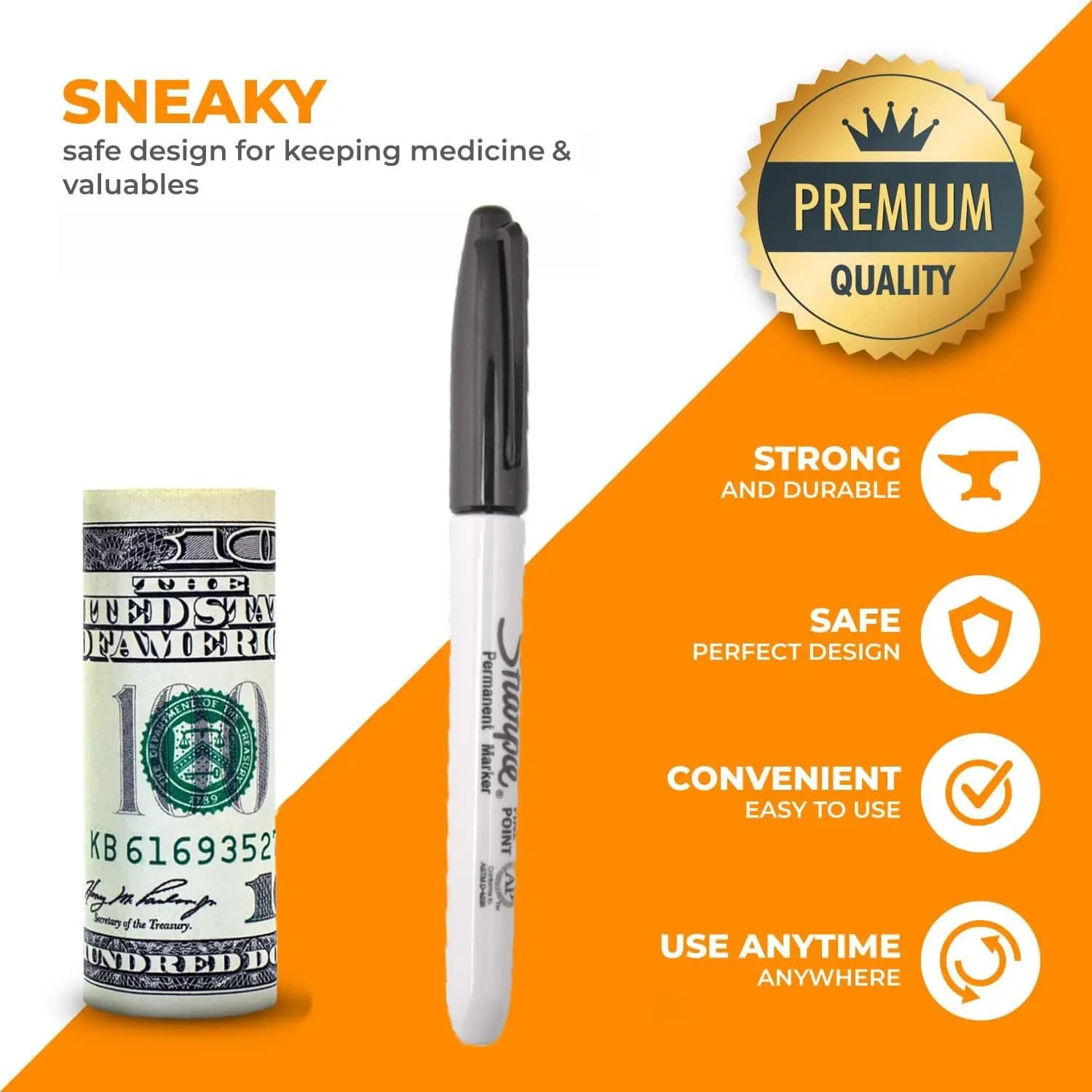 Concealed Portable Storage Device Fake Marker Car Medicine Box Money Storage Box Fake Pen Plastic