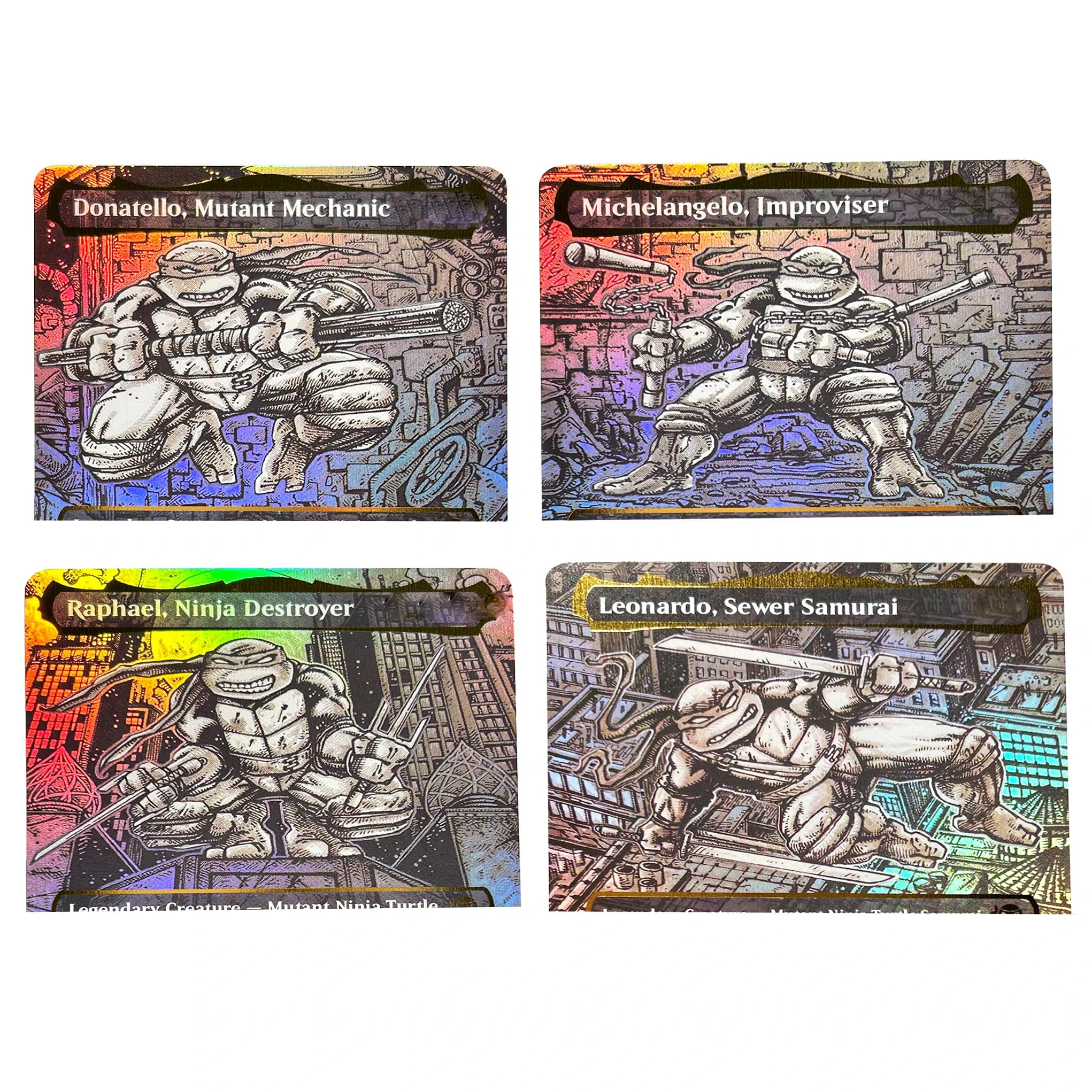 Donatello, Raffaello, Leonardo TMT rialzavano Urza, Lord High Quantum Riddler EOE # 72 Carte TCG Prismatic Vista SPG Foil per Giochi da Tavolo