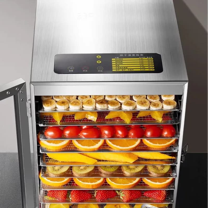 Essiccatore Alimentare Commerciale e Domestico a 12 Livelli 800W, Macchina Multifunzione per Essiccare Frutta, Verdura, Frutta Secca e Carne
