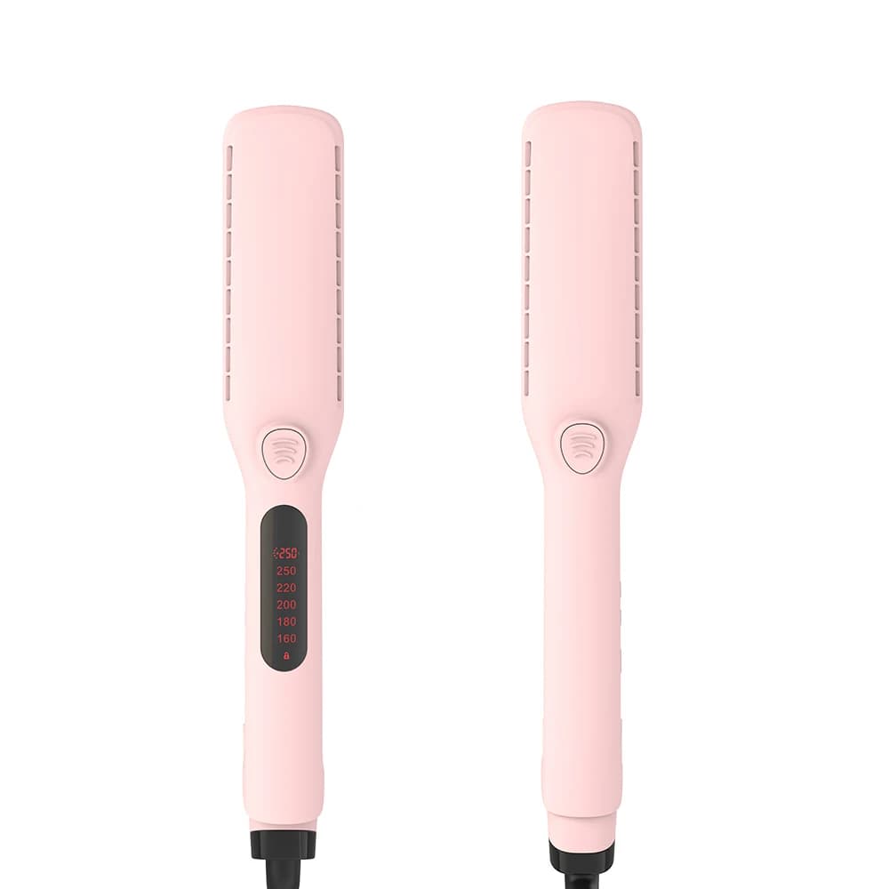 SMET Pro Double Voltage Anti-coating Titanium Iron for Ironing and curling Rose Hair Plate to negative ions 2 in 1