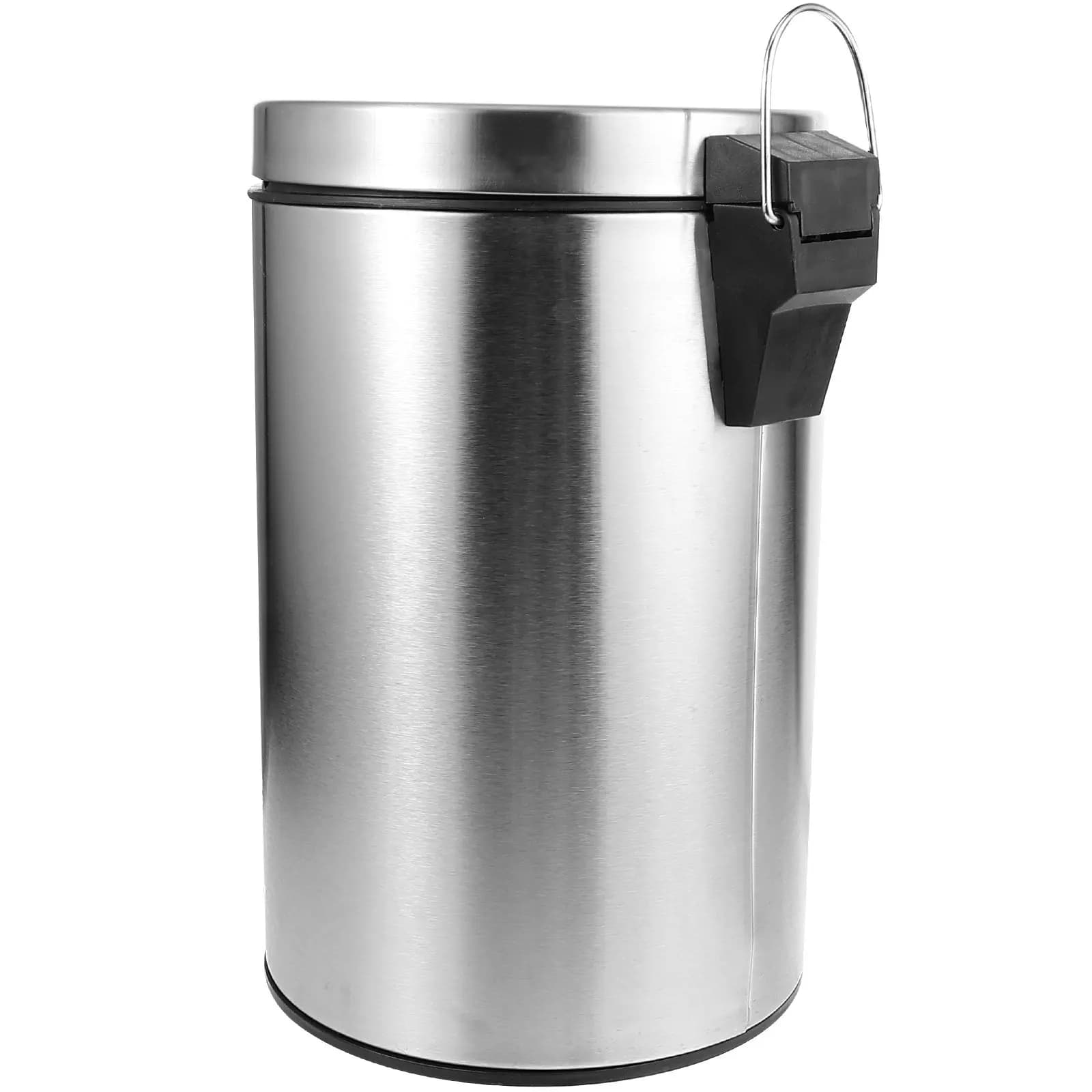 5L Stainless Steel Step Trash Can with Lid for Bedroom Dining Room Study Kitchen Bathroom Versatile Pedal Waste Container