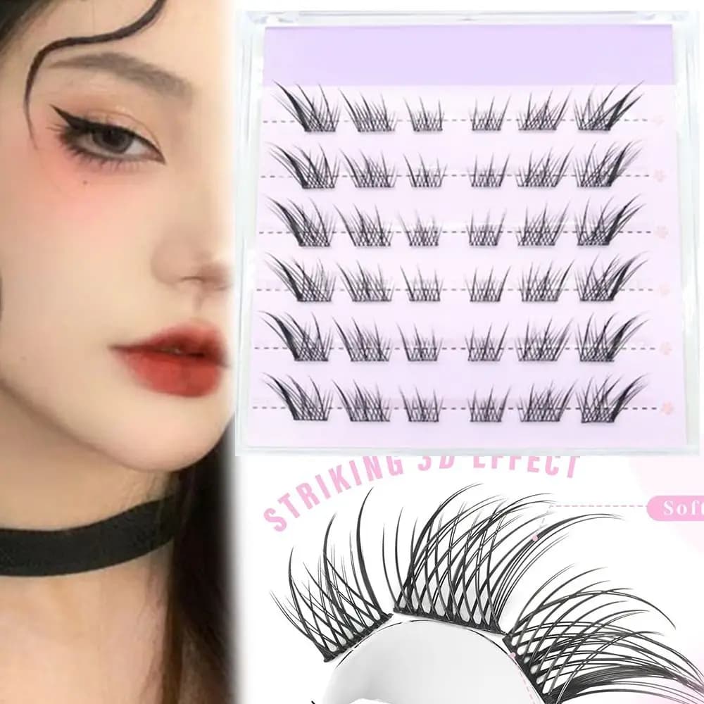 Ciglia Finte Autoadesive 3D Effect Cat Eye, Natural Eyelashes to C Curl, Extensions Eyelashes Individual Fai-da- ♪