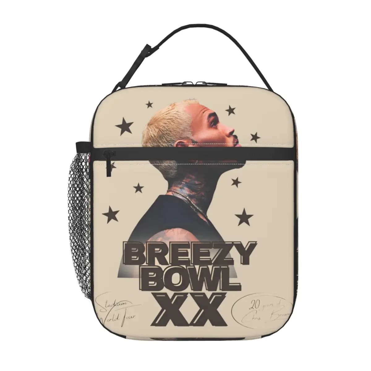 Chris Brown Breezy Bowl XX Tour 2025 Borse per il pranzo isolate termicamente per ufficio Borsa per alimenti portatile Contenitore per il pranzo termico
