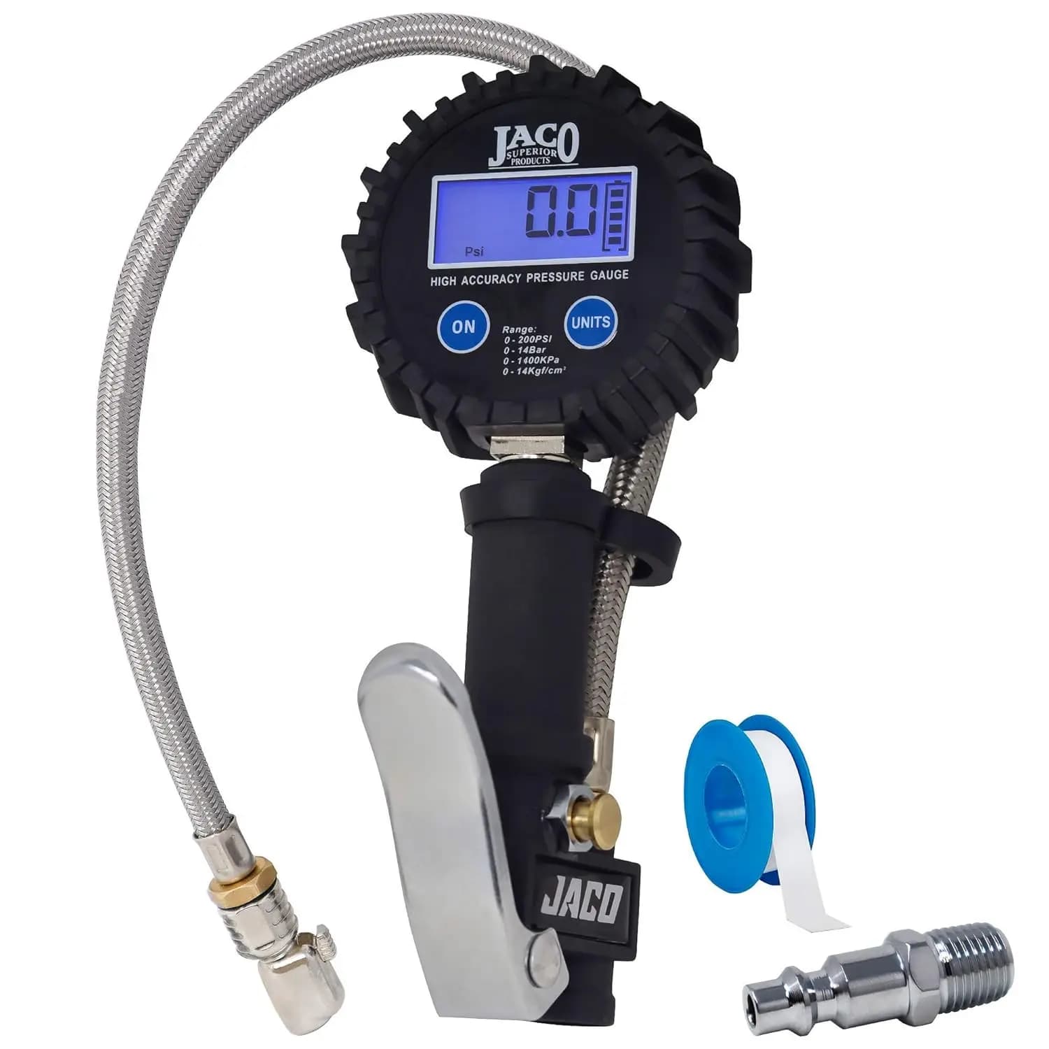 Gonfiatore digitale per pneumatici JACO FlowPro con manometro - 200 PSI