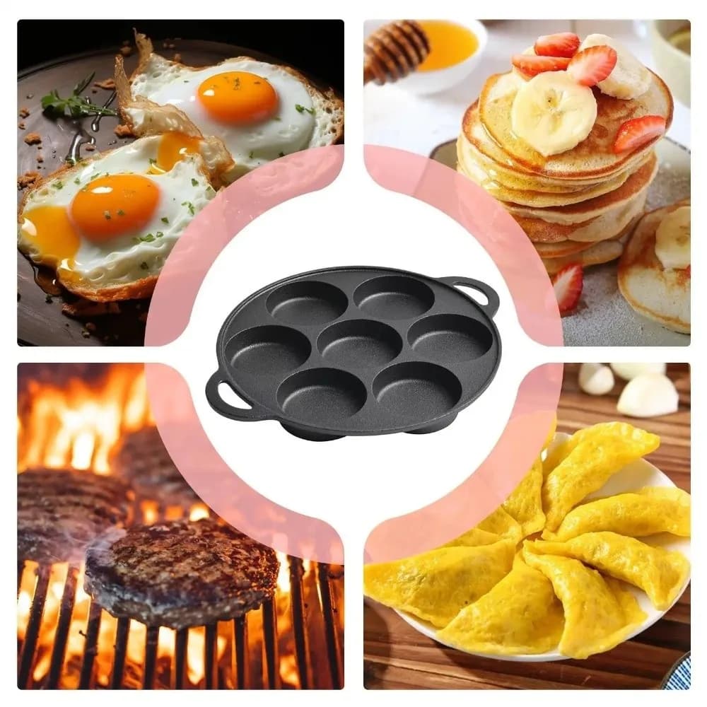New 7-hole cast iron pancake pan in cast iron practical iron pan for grilling kitchen supplies for frying