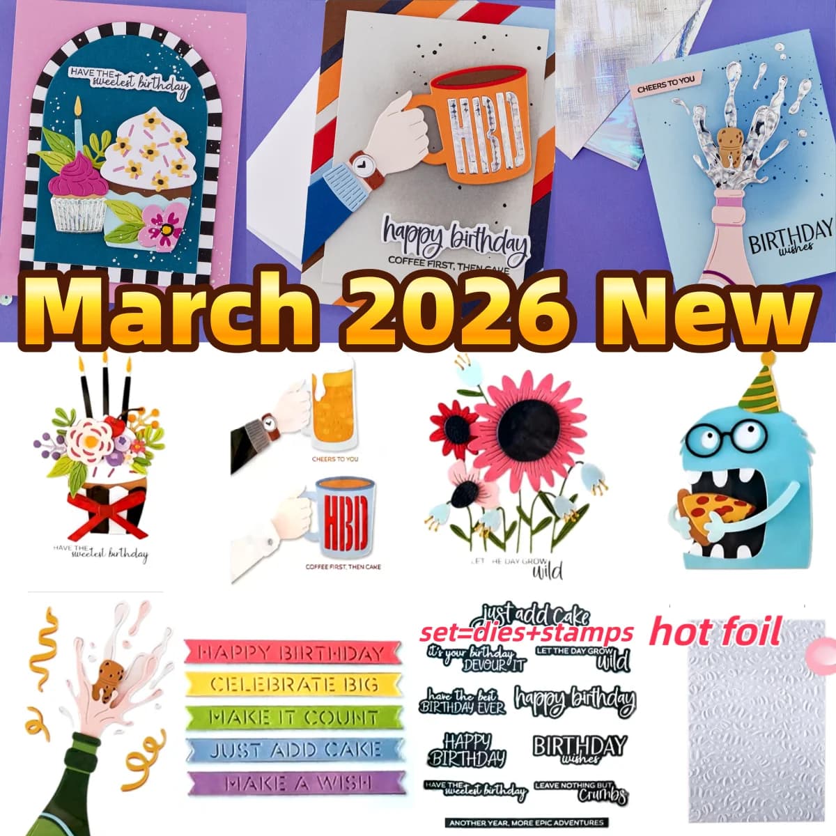 Cake Birthday Cardmaking Kit Metal Cutting Dies Clear Stamps Hot Foil For DIY Decorating Scrapbook Paper Card March 2026 New