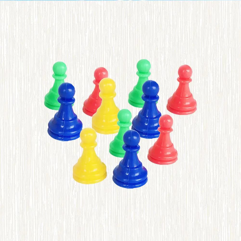 64Pcs Multicolor Plastic Chessman Board Game Pieces Replacement Accessories Set for Kids Learning Chess Backgammon