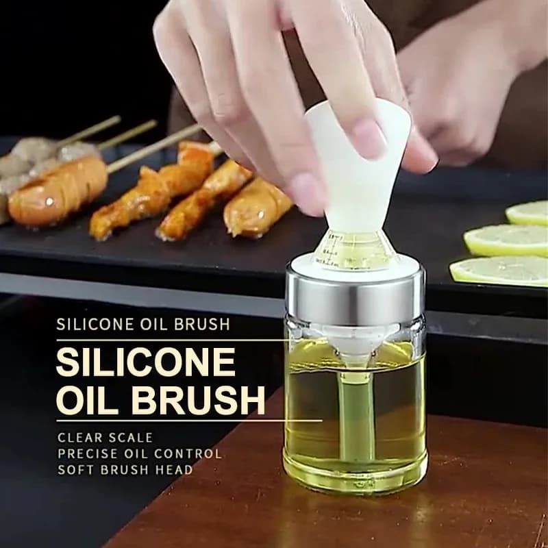 Bottiglia di spazzola per olio in silicone Cucina Dispenser di spazzole per olio per barbecue Non perdite Griglia per barbecue Miele Liquido Cottura Pasticceria Pennello per pancake