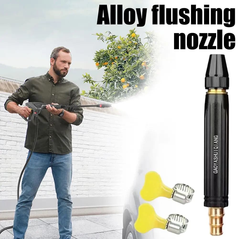 Ugello per pistola ad acqua ad alta pressione in metallo resistente, punta spray multifunzione regolabile per tubo da giardino, ugello per irrigazione.