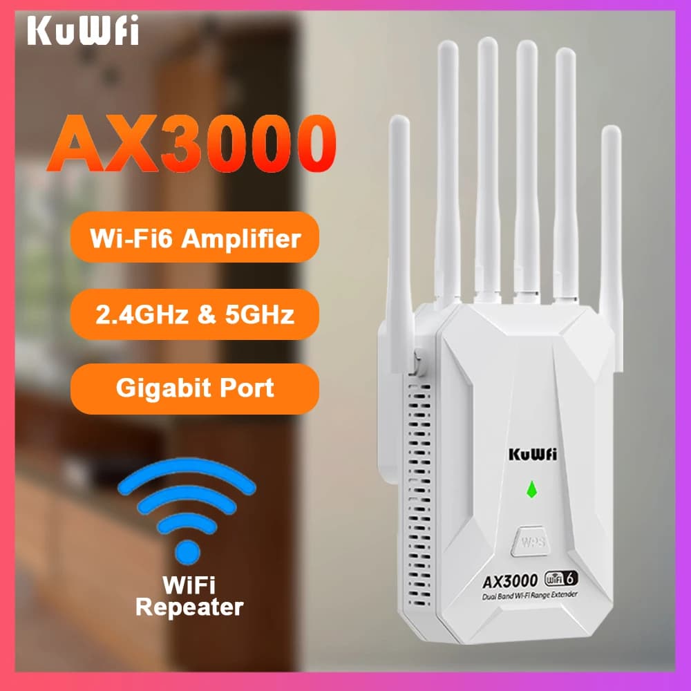Ripetitore WiFi 3000M 2.4G 5GHz Router WiFi6 wireless dual band 802.11AX Amplificatore di segnale WiFi a lungo raggio WPS Gigabit LAN