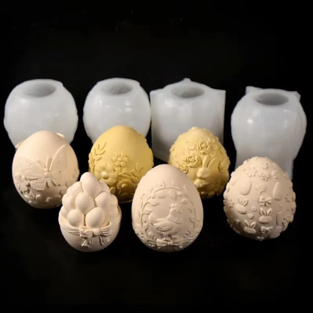 DIY Egg Shaped Easter Egg Mold Scented Plaster Embossed Candle Mold Handmade Soap Mold Silicone Mold Party Decoration