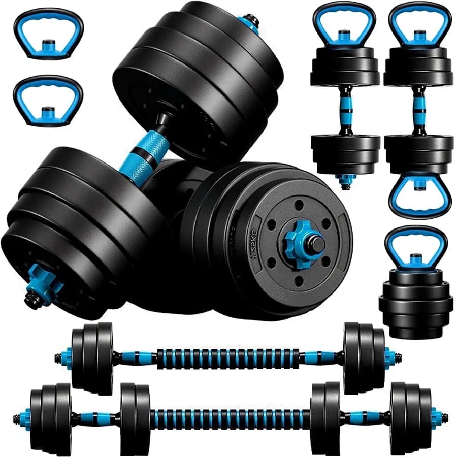4-in-1 Adjustable Dumbbell Set: Versatile 45LBS Portable Weights for Kettlebell Push-Up Stand and Barbell Workouts - Perfect fo