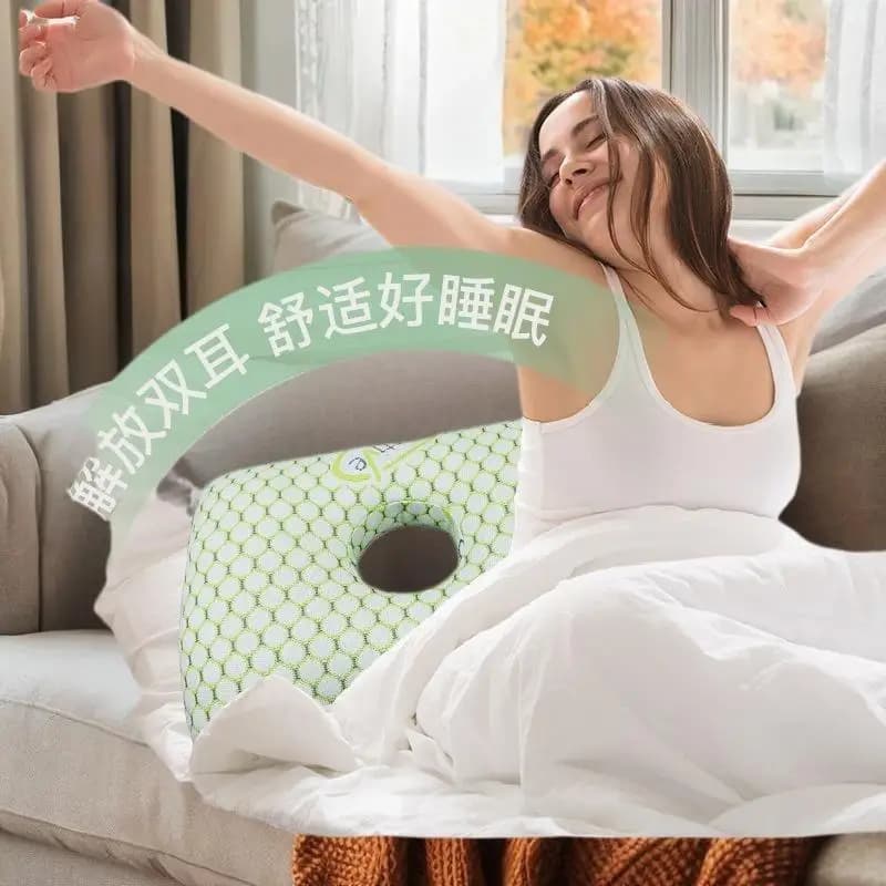 Cuscino per piercing all'orecchio in cotone traspirante con foro Comodo cuscino per dormire portatile per orecchini Guarigione Aftercare Accessori da viaggio