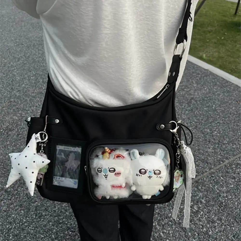 Y2k coreano trasparente Ita borsa ragazze dolce Lolita Jk borsa scuola di moda borsa a tracolla Harajuku Anime distintivo display tote bag