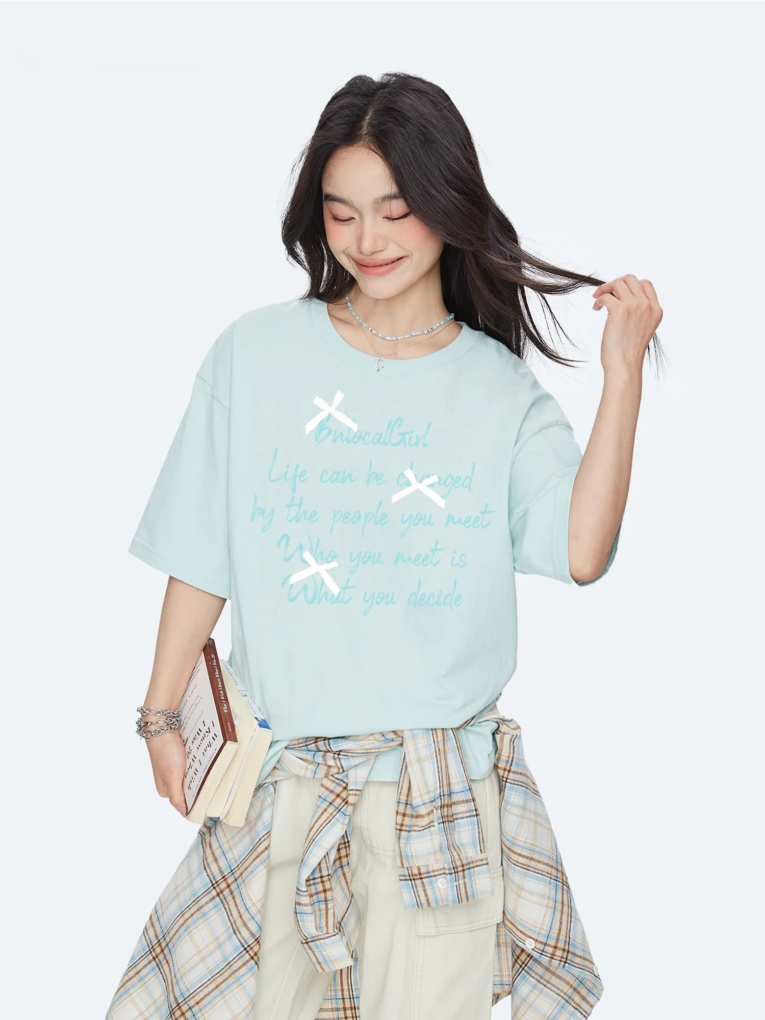 Capricorn American Style Knot Pure Cotton Short Sleeve Women's T-shirt Summer New Loose Half Sleeve Top Casual Prin...