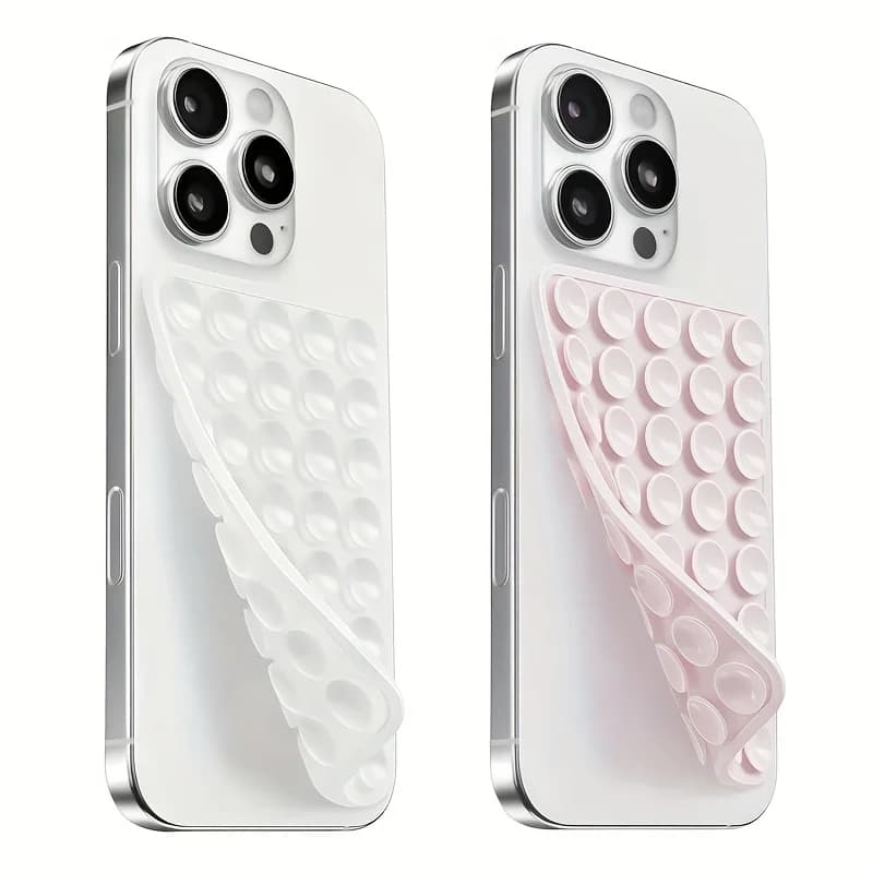 2 Pezzi Supporto per Telefono con Ventosa in Silicone a Doppia Faccia per iPhone e Android, Angolo Regolabile per Trucco, Fitness, Yoga, Maratone di Streaming