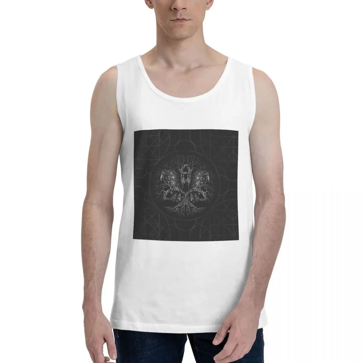 Tree Of Life Yggdrasil With Raven Felpa da uomo in cotone 100% Abbigliamento senza maniche Magliette da uomo T-shirt