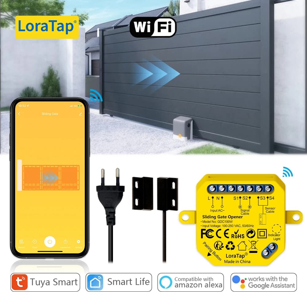 LoraTap Tuya Smart Life Sensori per porte del garage Controller per apertura Interruttore WiFi Apertura Alexa Controllo remoto domestico Contatto vocale