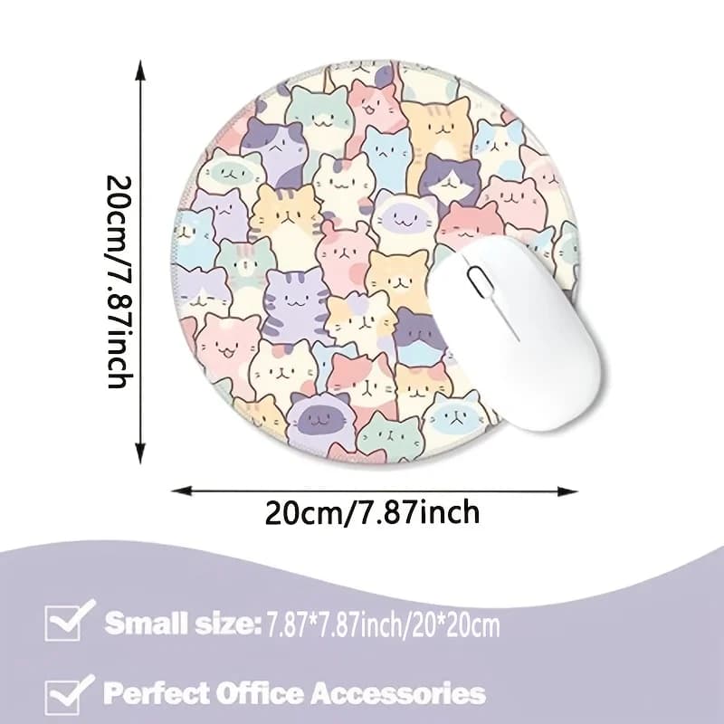 New Colorful Cute round cat Circle small mouse pad desk pad rubber anti-slip edge locking office mat pc accessories gaming mats