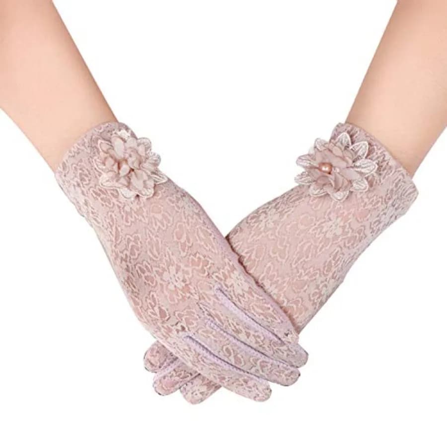 Summer Women Sun UV Protection Lace Gloves Ladies Short Driving Gloves Touch Screen