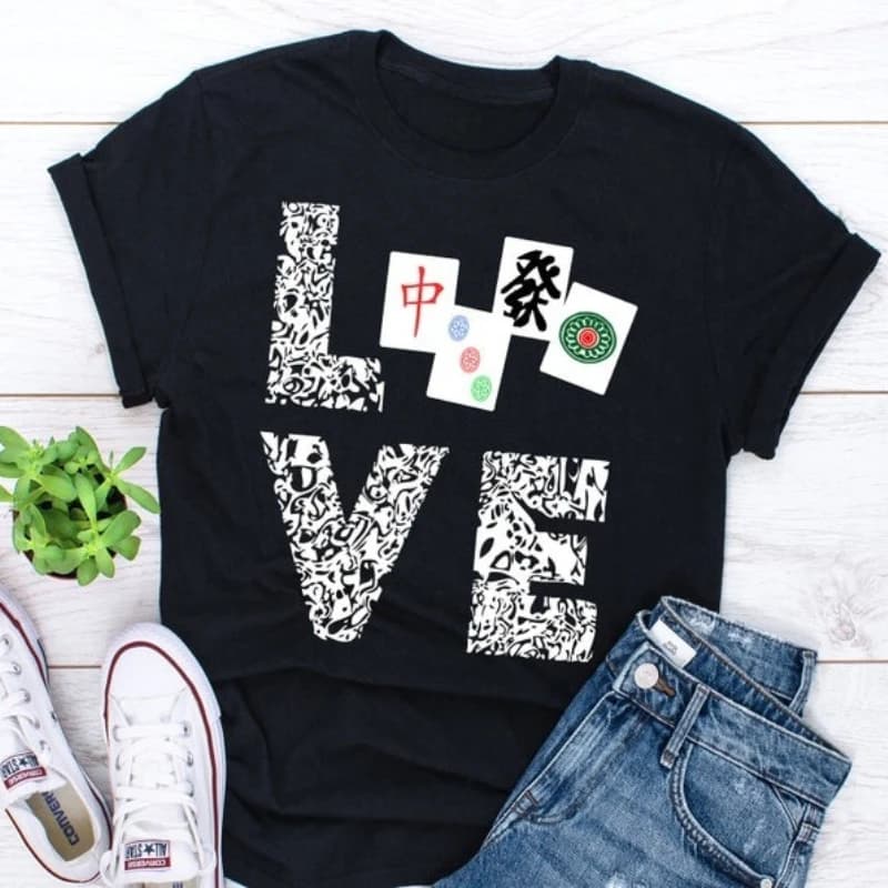 Regali Mahjong Regali di giochi cinesi Camicia unisex Mahjong Piastrelle Mah Jongg Player Tee Mahjongg Gioco Mah Jong Love T-shirt unisex