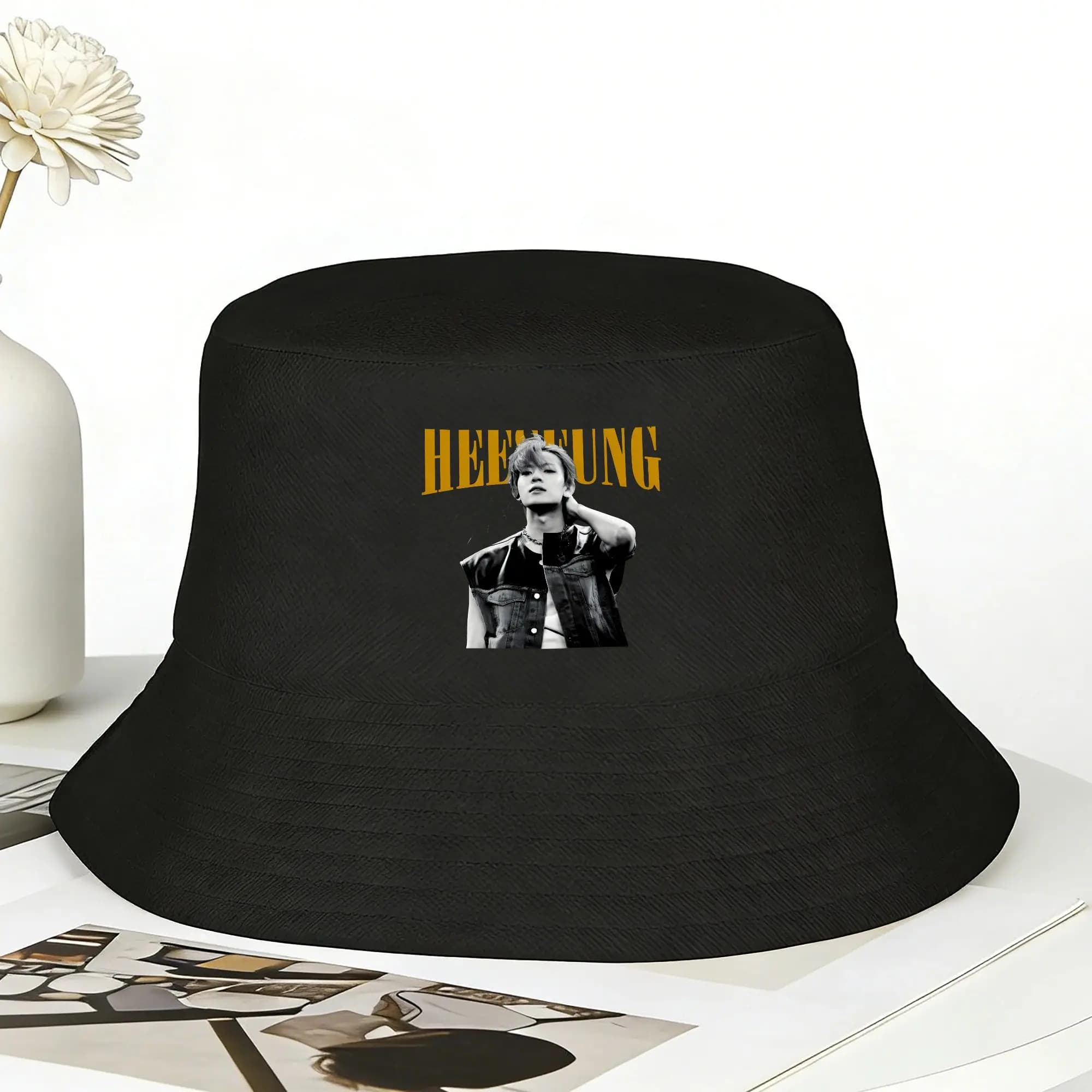 Cappello da pescatore Kpop Heeseung, cappelli estivi coreani da uomo e donna, morbidi e pieghevoli, cappelli da pesca, streetwear, cappelli con protezione solare e grafica.