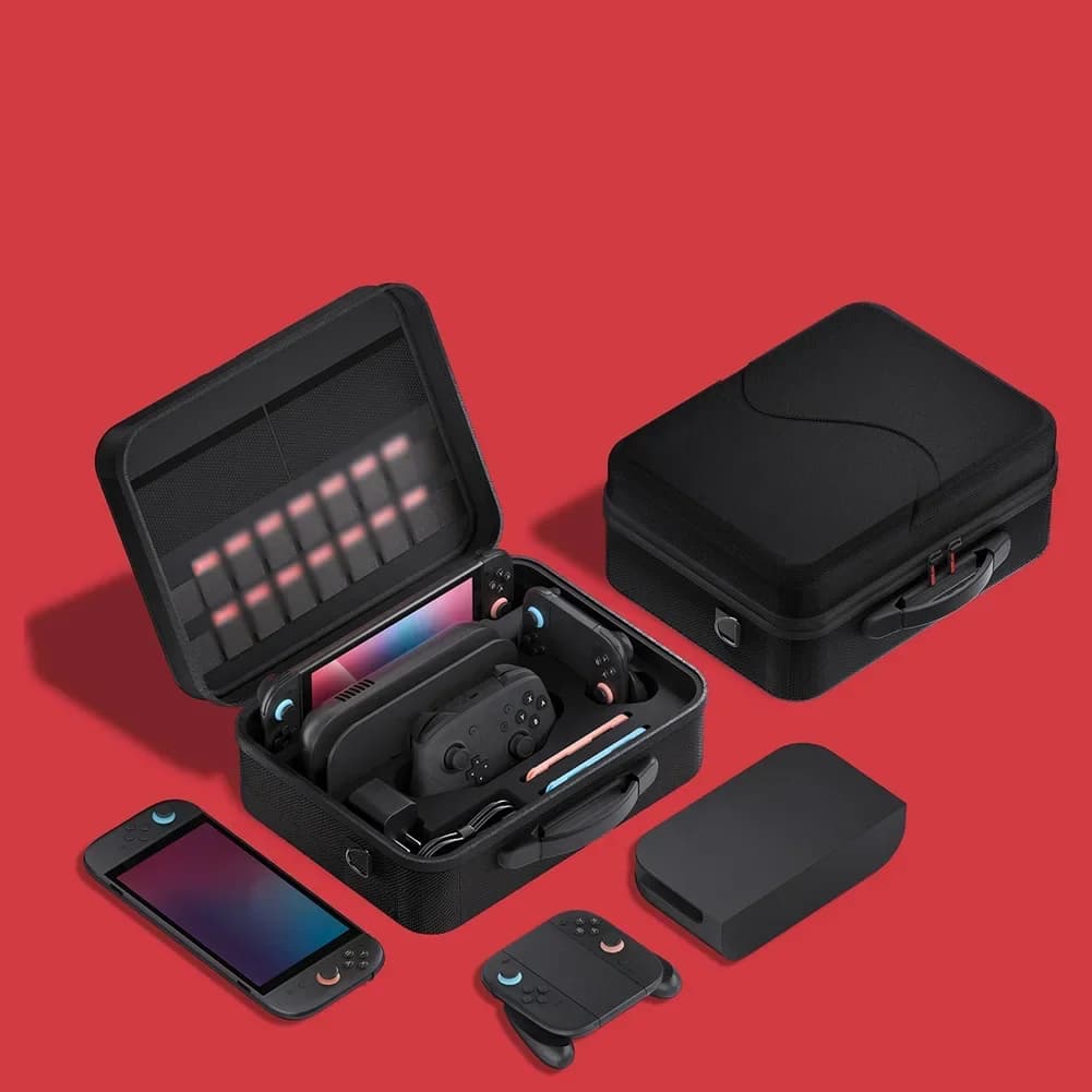 Borsa da trasporto rigida per console Switch, accessori e custodia per console di gioco Custodia da trasporto grande per Nintendo Switch 2 parti
