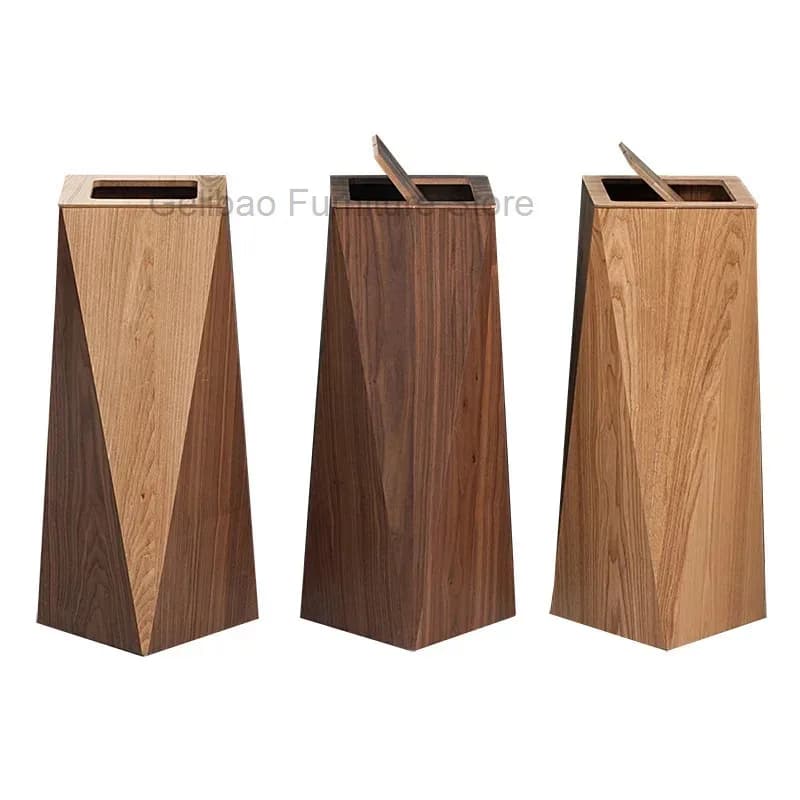 Bidone della spazzatura creativo in legno con coperchio Nordic Net Luce rossa Pattumiera da bagno di lusso Hotel Office Home Stay Tritarifiuti