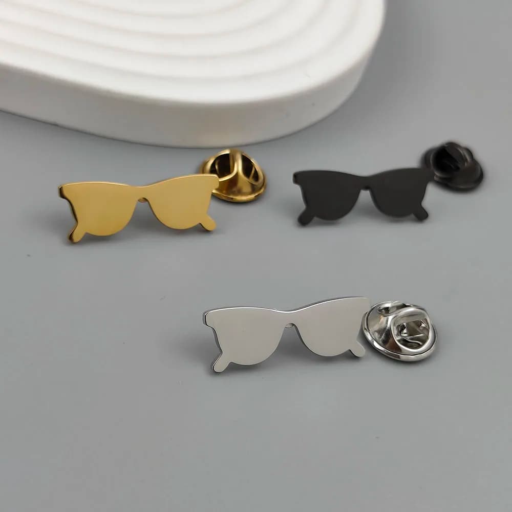316L Stainless Steel Sunglasses Lapel Pin Multi Color Brooch Fashion Accessory Collar Metal Jewelry Gift For Men Women