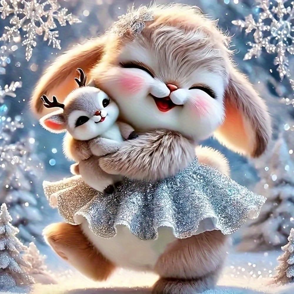 EverShine Pittura diamante 5D Coniglio Cervo Trapano completo Mosaico Animale Ricamo fai da te Neve Nuovi arrivi Decorazioni natalizie Regalo