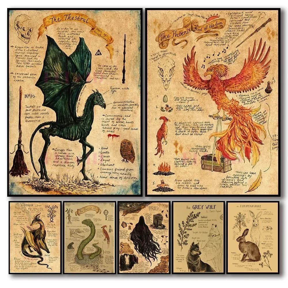 Poster Diamond Painting Animale Unicorno Estetica Drago Dementor Arte Murale Mostro Magico Halloween Strega Decorazione Cucina