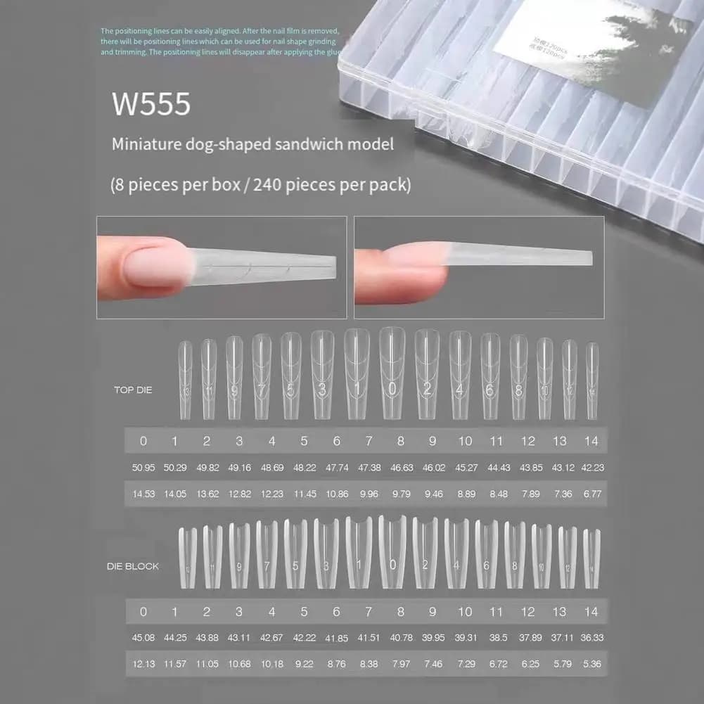 240 pezzi sandwich doppio stampo per unghie riutilizzabile stampo a copertura totale trasparente strumento di estensione per nail art strumento professionale per modellare le unghie