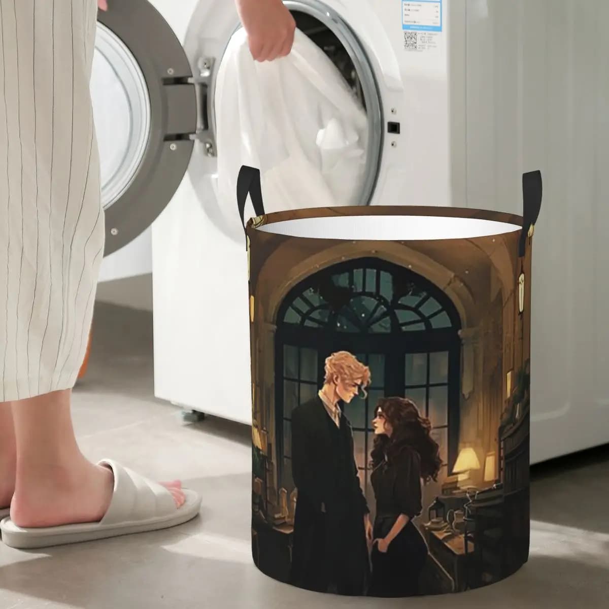 Dramione At The Library Cesti per la biancheria pieghevoli, cestini per vestiti sporchi, cestini portaoggetti, borsa organizer per la casa