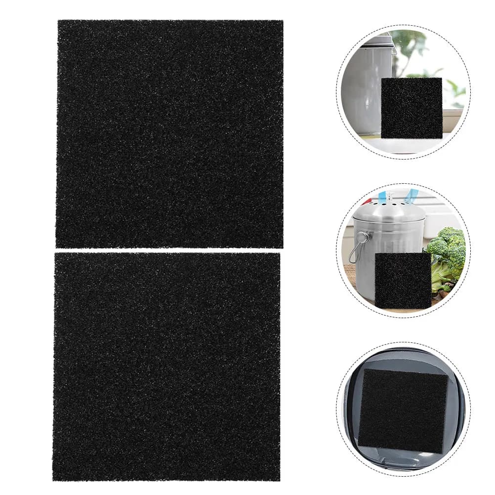 4Pcs High Efficiency Charcoal Filters for Kitchen Compost Bins Square Shape Odor Remover Replacement Pads Trash Can Filter